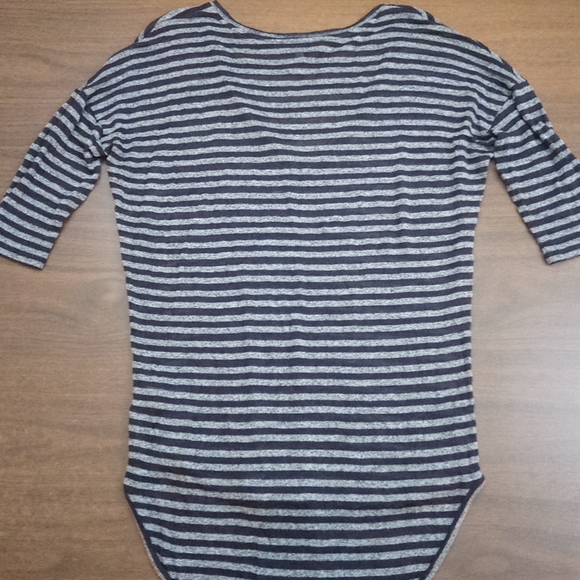 Express Soft Cozy Gray & Black Striped Hi Low Top - Picture 10 of 13